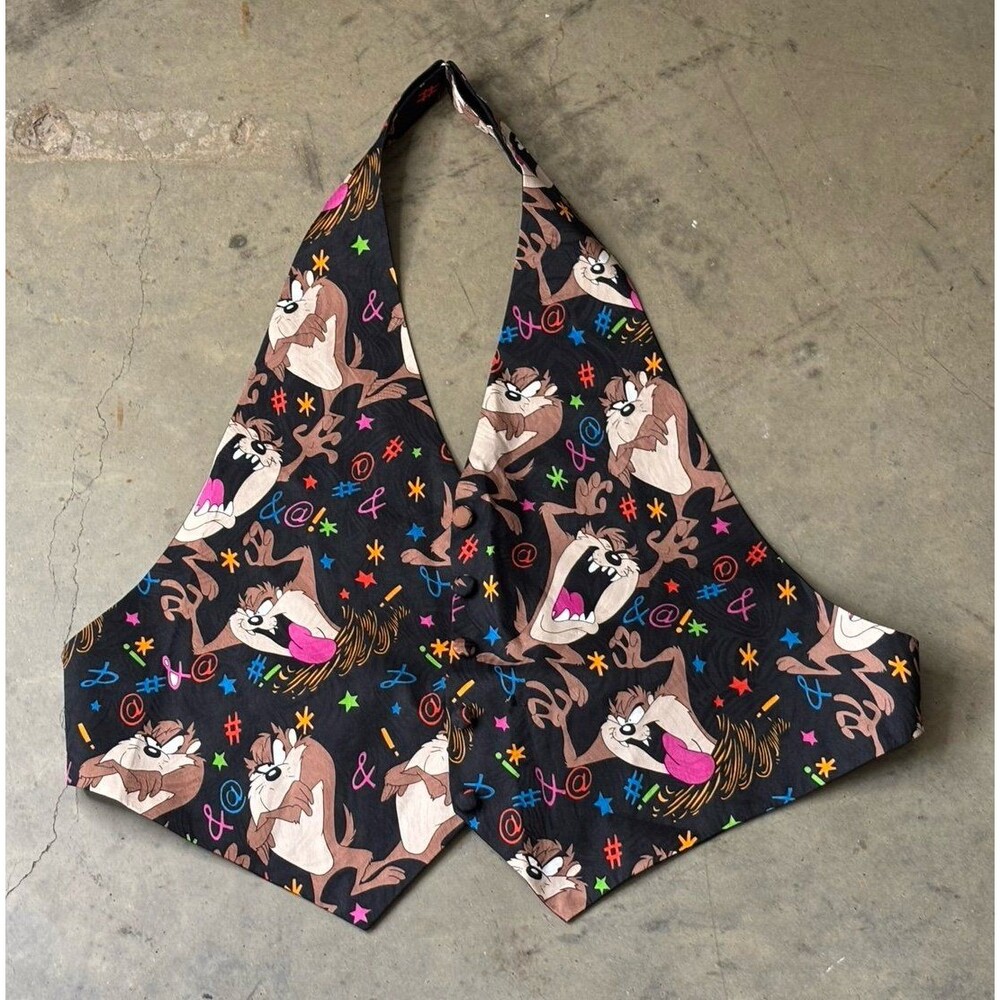 Vintage 1994 Taz Tazmanian Devil Looney Toons Men's Waistcoat Backless Vest